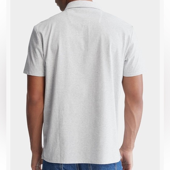 Calvin Klein Mens Smooth Cotton Monogram Logo Feeder Stripe Polo Shirt sz XS - Picture 7 of 10